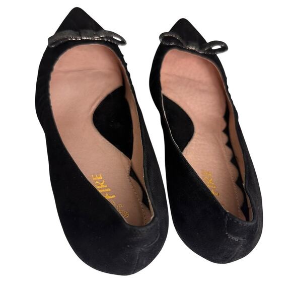 Miss L Fire Marilyn Pointed Toe Black Suede Kitten Heel 1950s Sz 40 Retro Bow EC - Picture 7 of 16